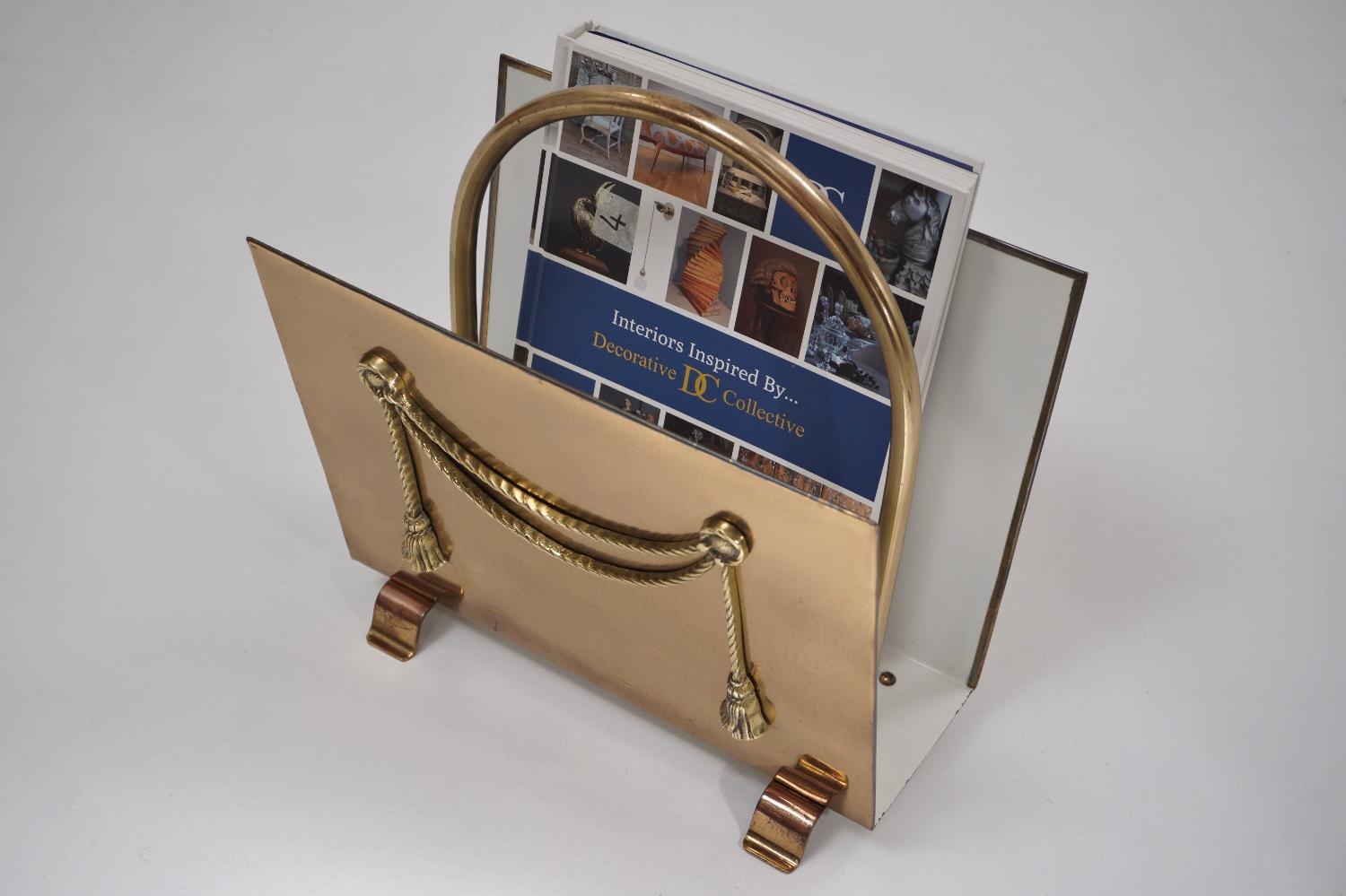 Vintage Brass Magazine Rack, Neoclassical, circa 1940s, English For Sale 1