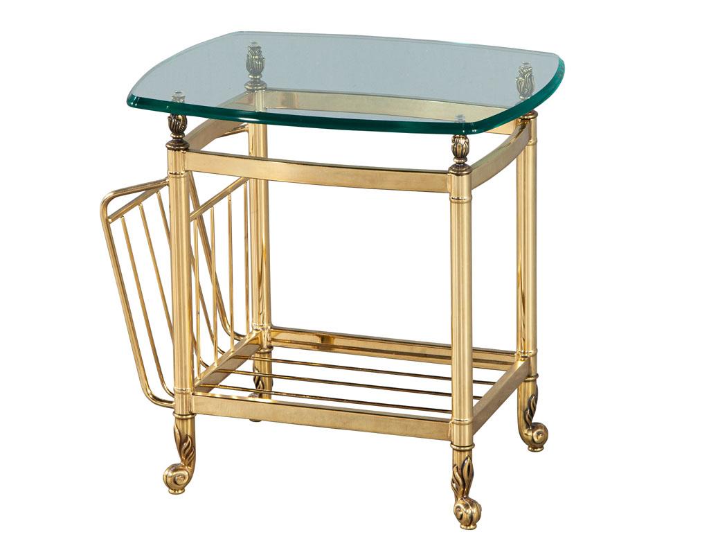 American Vintage Brass Magazine Stand End Table