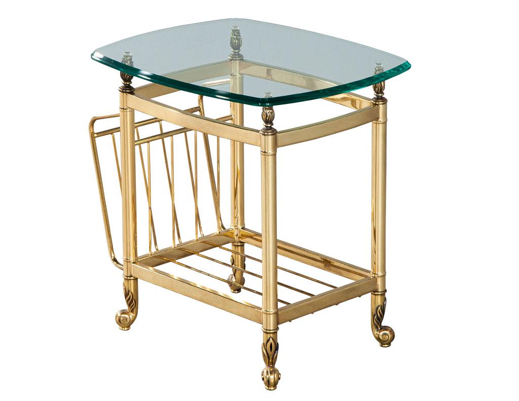 Vintage Brass Magazine Stand End Table In Good Condition In North York, ON