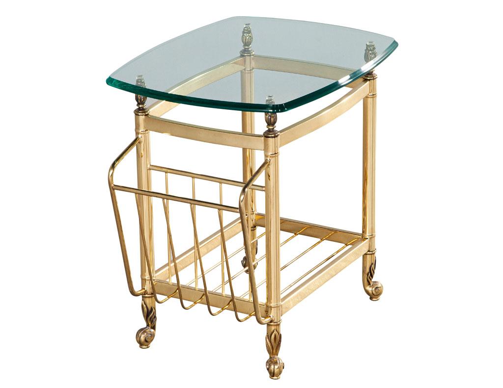 Mid-20th Century Vintage Brass Magazine Stand End Table