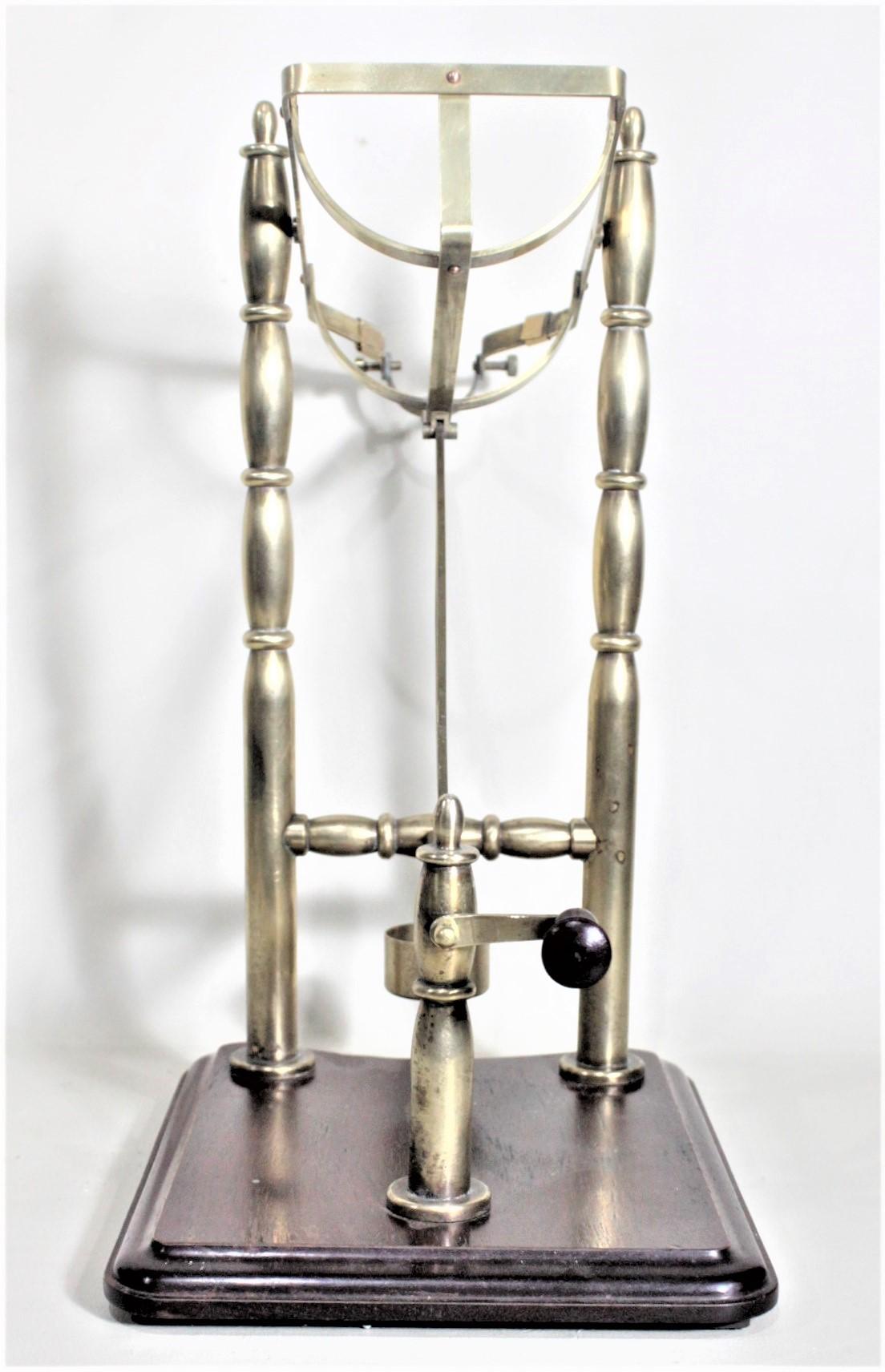 Machine-Made Vintage Brass & Mahogany Port Bottle Cradle or Mechanical Wine Pourer