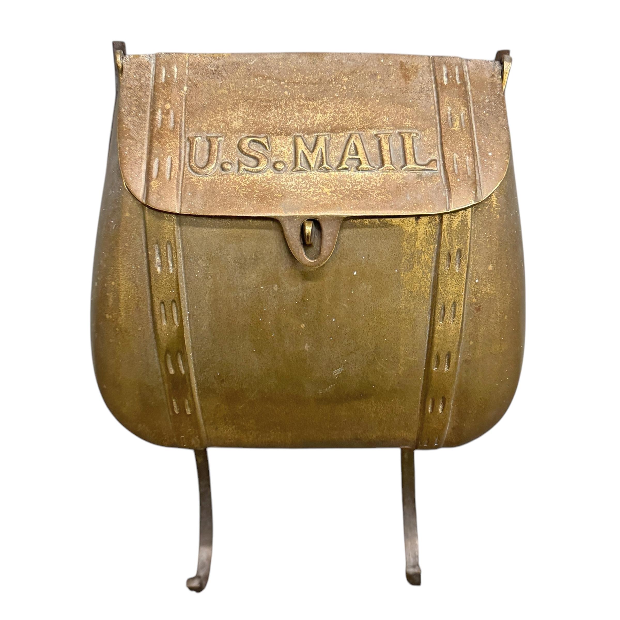Mid-Century Modern Vintage Brass Mailbag Mailbox