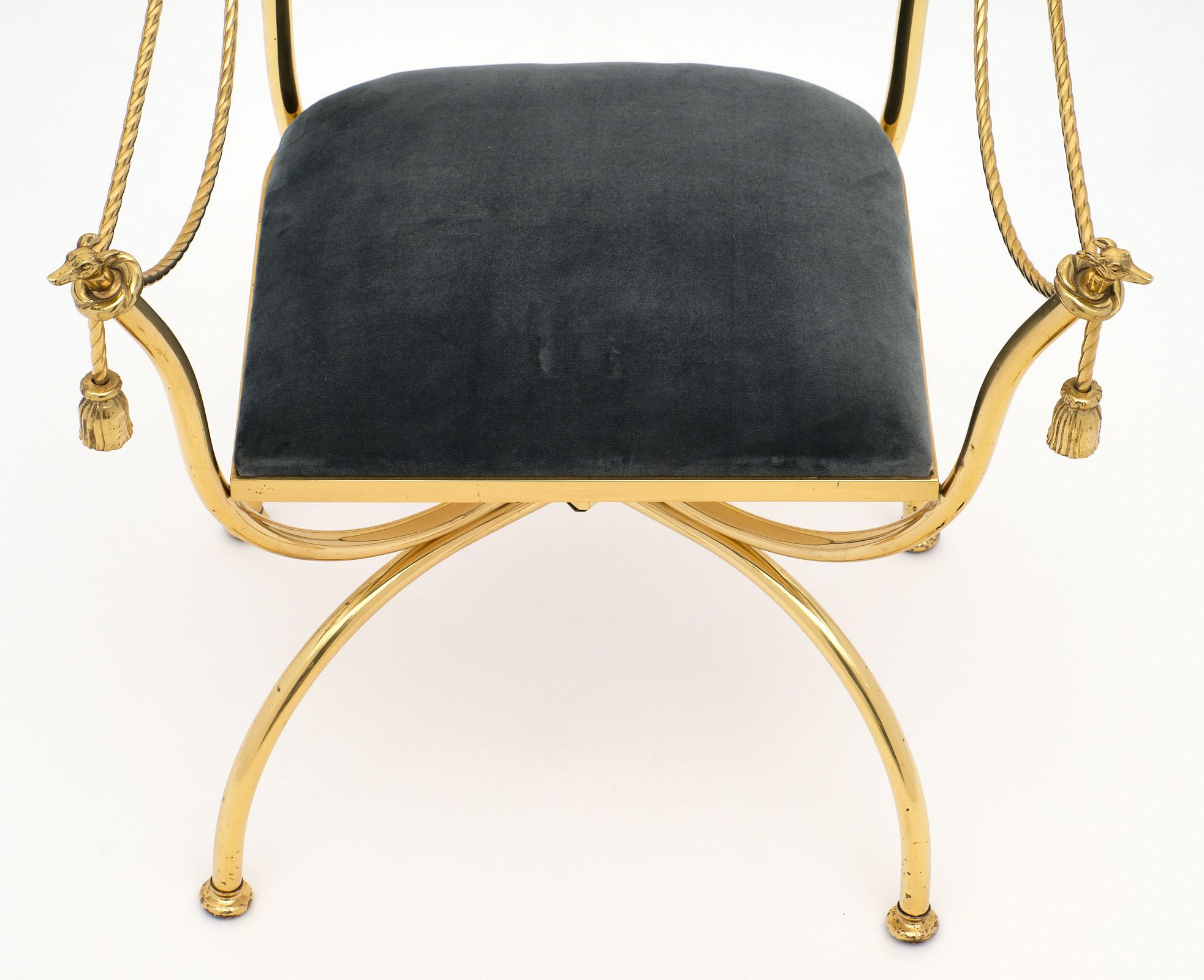 Vintage Brass Maison Charles Armchairs In Good Condition In Austin, TX