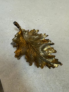 Vintage Brass Maple Leaf Dish / Catchall Bowl