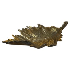 Vintage Brass Maple Leaf Dish / Catchall Bowl