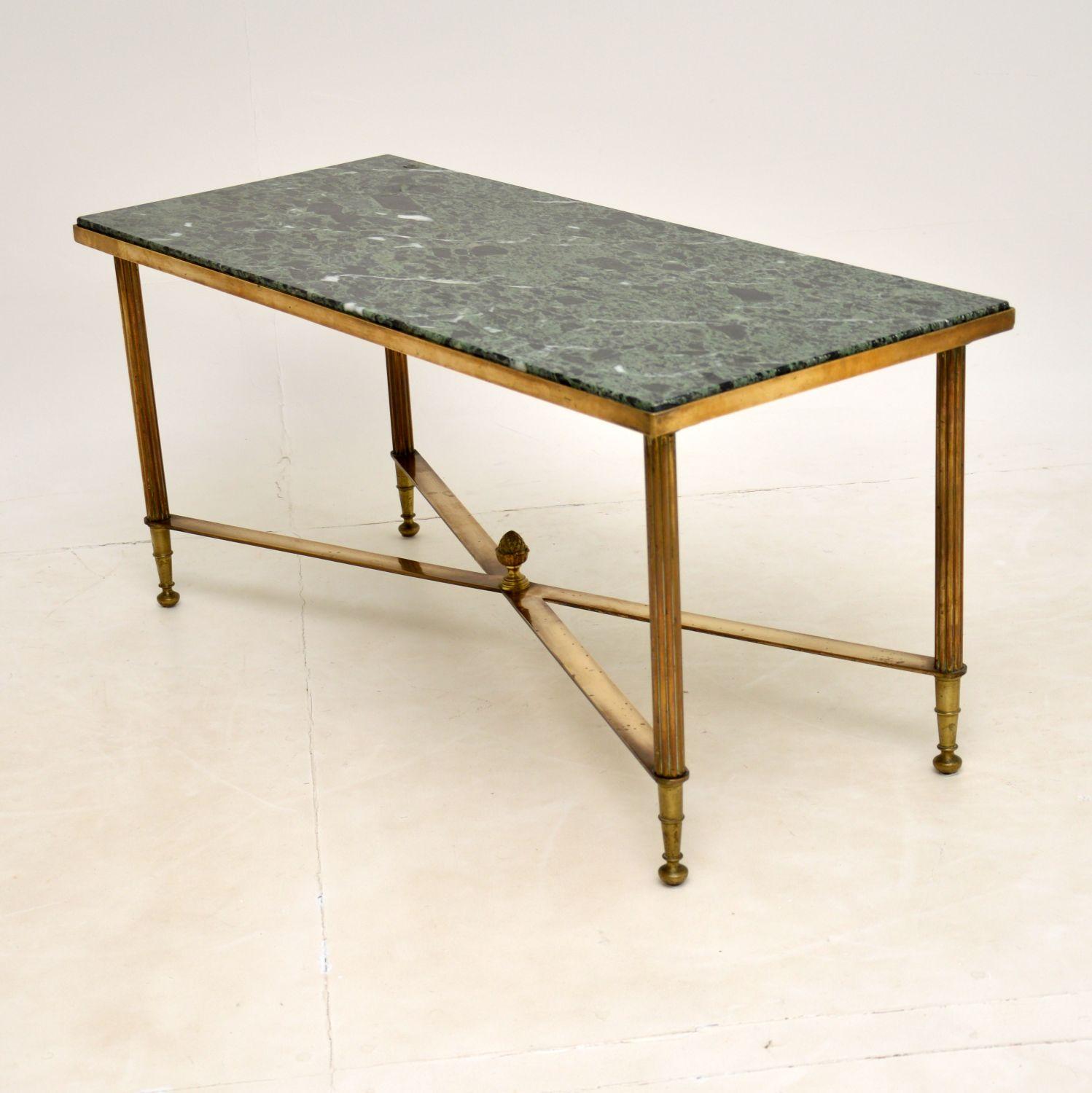 Mid-Century Modern Vintage Brass & Marble Coffee Table