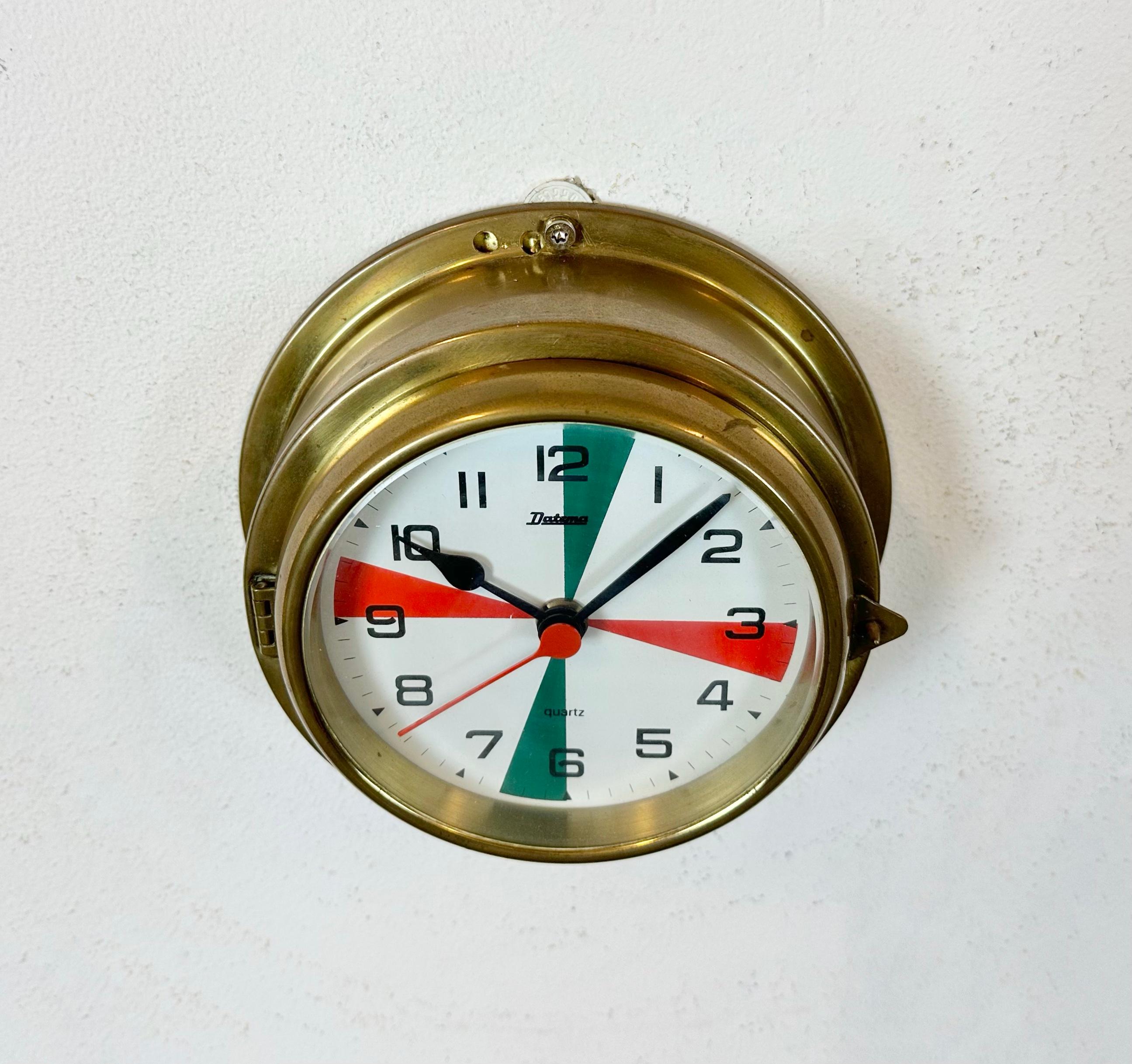 Late 20th Century Vintage Brass Maritime Clock from Datema, 1980s For Sale