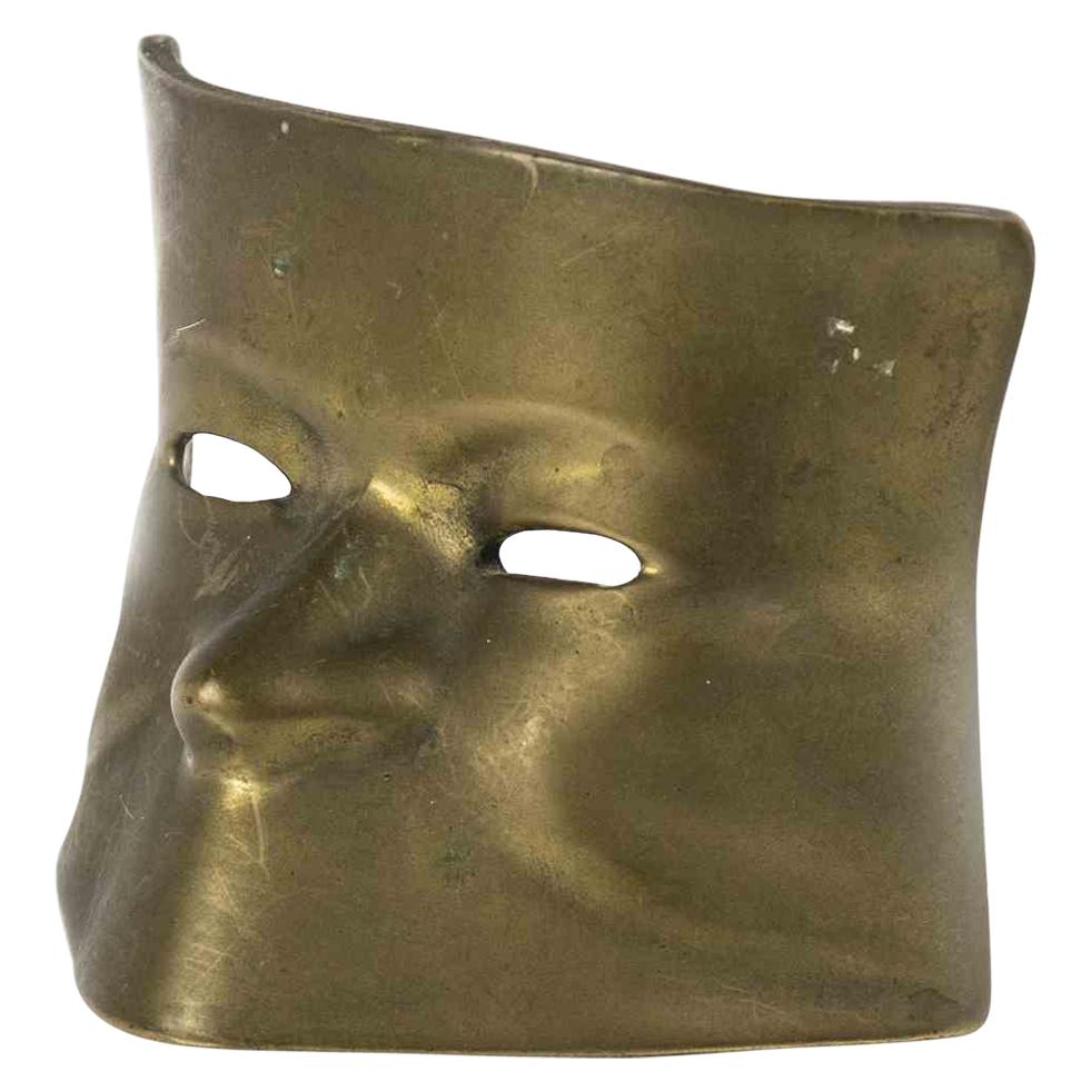 Vintage Brass Mask, Italy, Half of the 20th Century For Sale