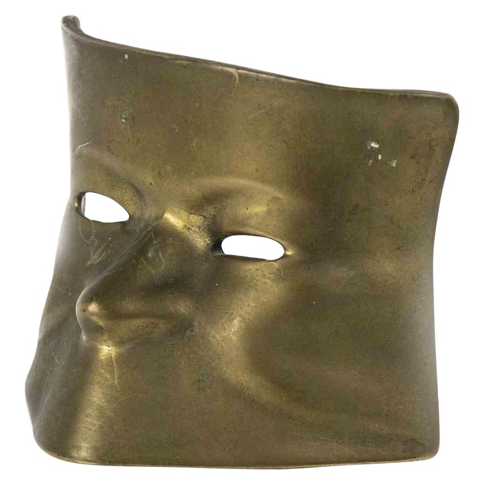 Maschera d'ottone vintage, Italia, metà del XX secolo