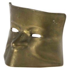 Masque vintage en laiton, Italie, moitié du XXe siècle