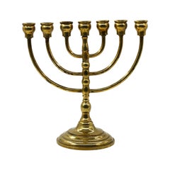 Vintage Brass Menorah Candlestick, Europe, Early 20th Century