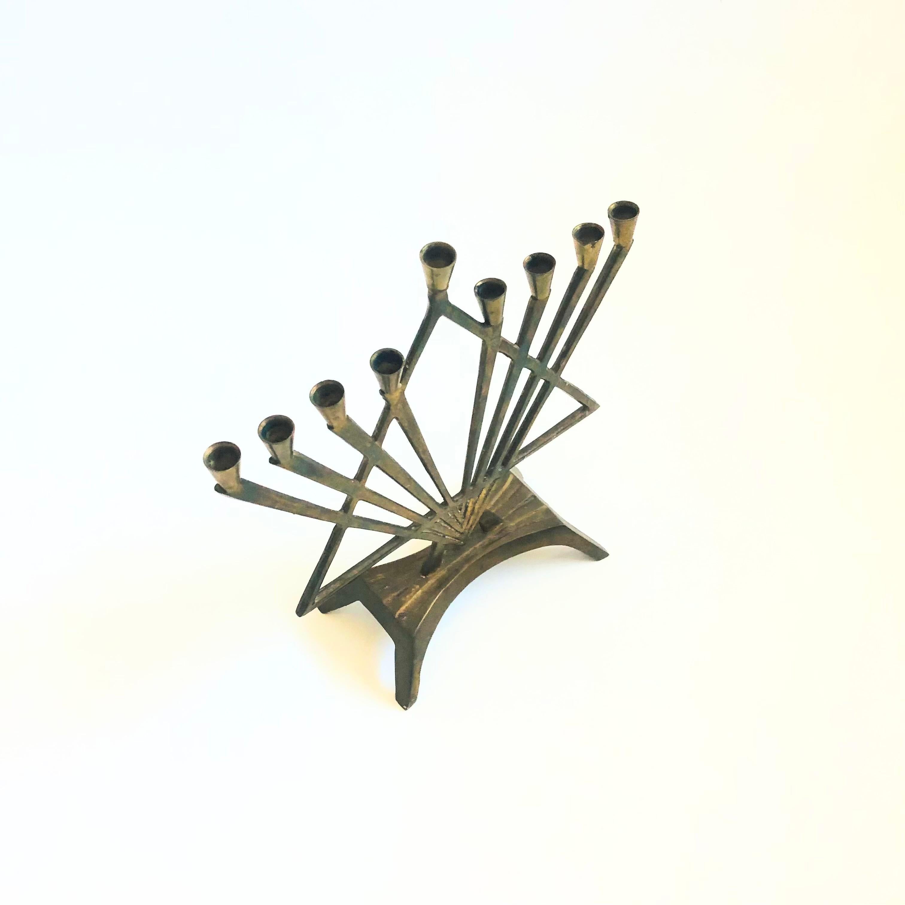 Mid-Century Modern Vintage Brass Menorah For Sale