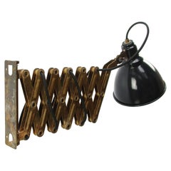 Vintage Brass Metal Industrial Scissor Black Enamel Wall Work Lights