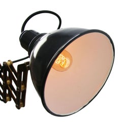 Industrielle schwarze Vintage-Wandleuchten aus Messing und Metall, schwarze Emaille