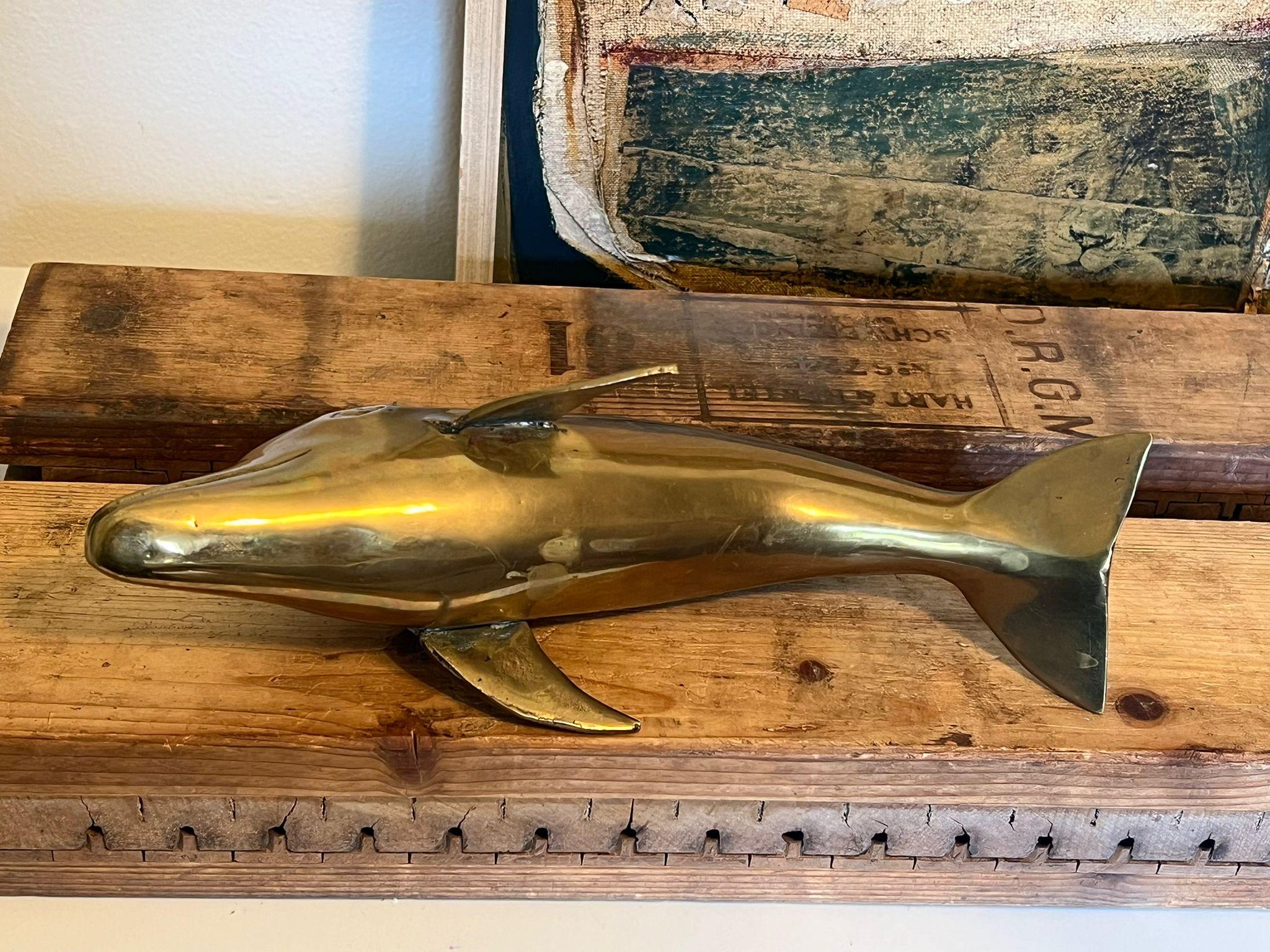 Vintage Brass mid century modern modern Dolphin Figurines In Good Condition For Sale In Seattle, WA
