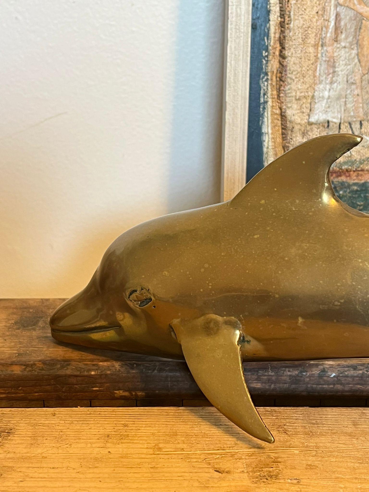Vintage Brass mid century modern modern Dolphin Figurines For Sale 1