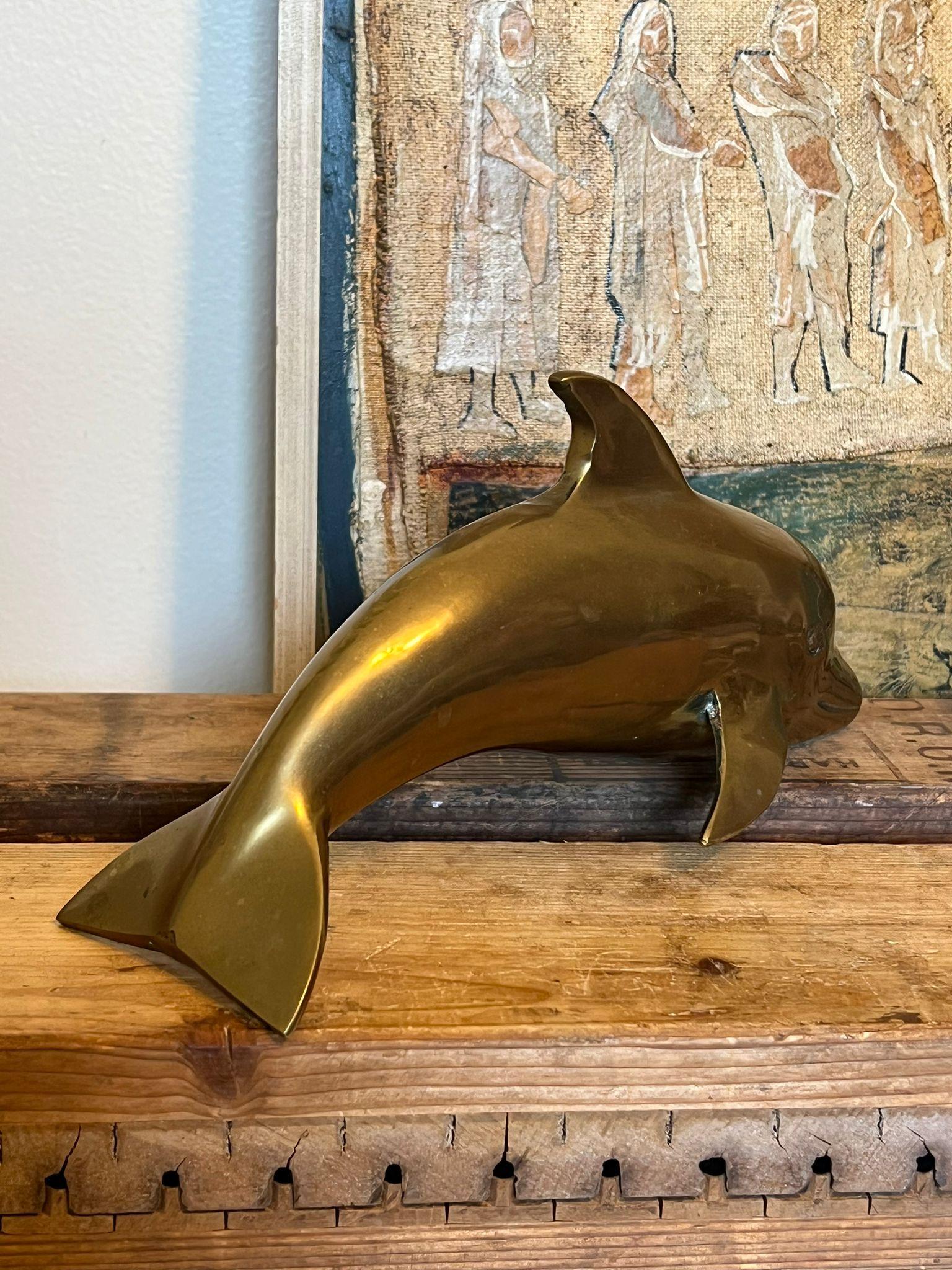Vintage Brass mid century modern modern Dolphin Figurines For Sale 2