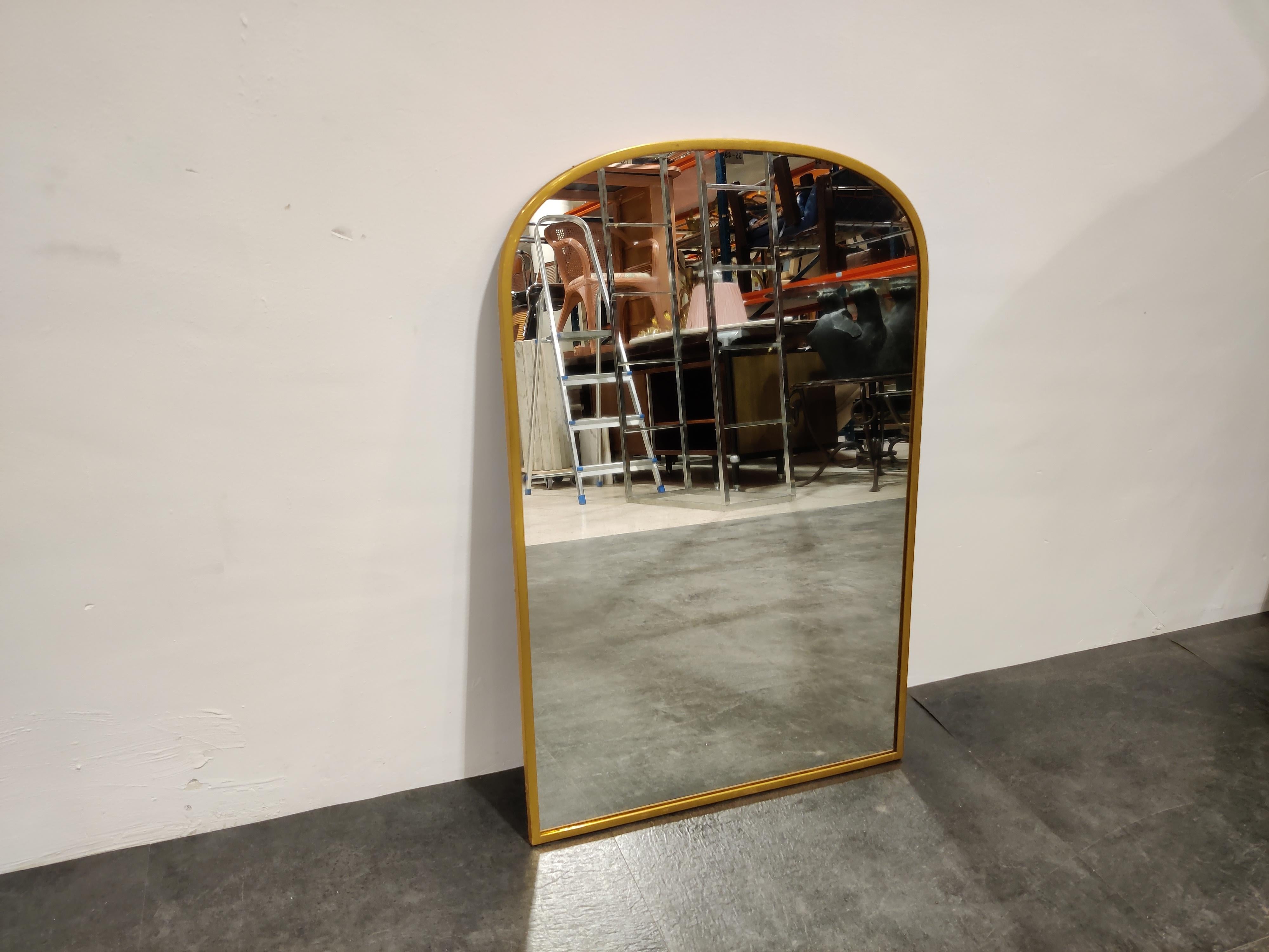 Belgian Vintage brass mirror, 1970s 