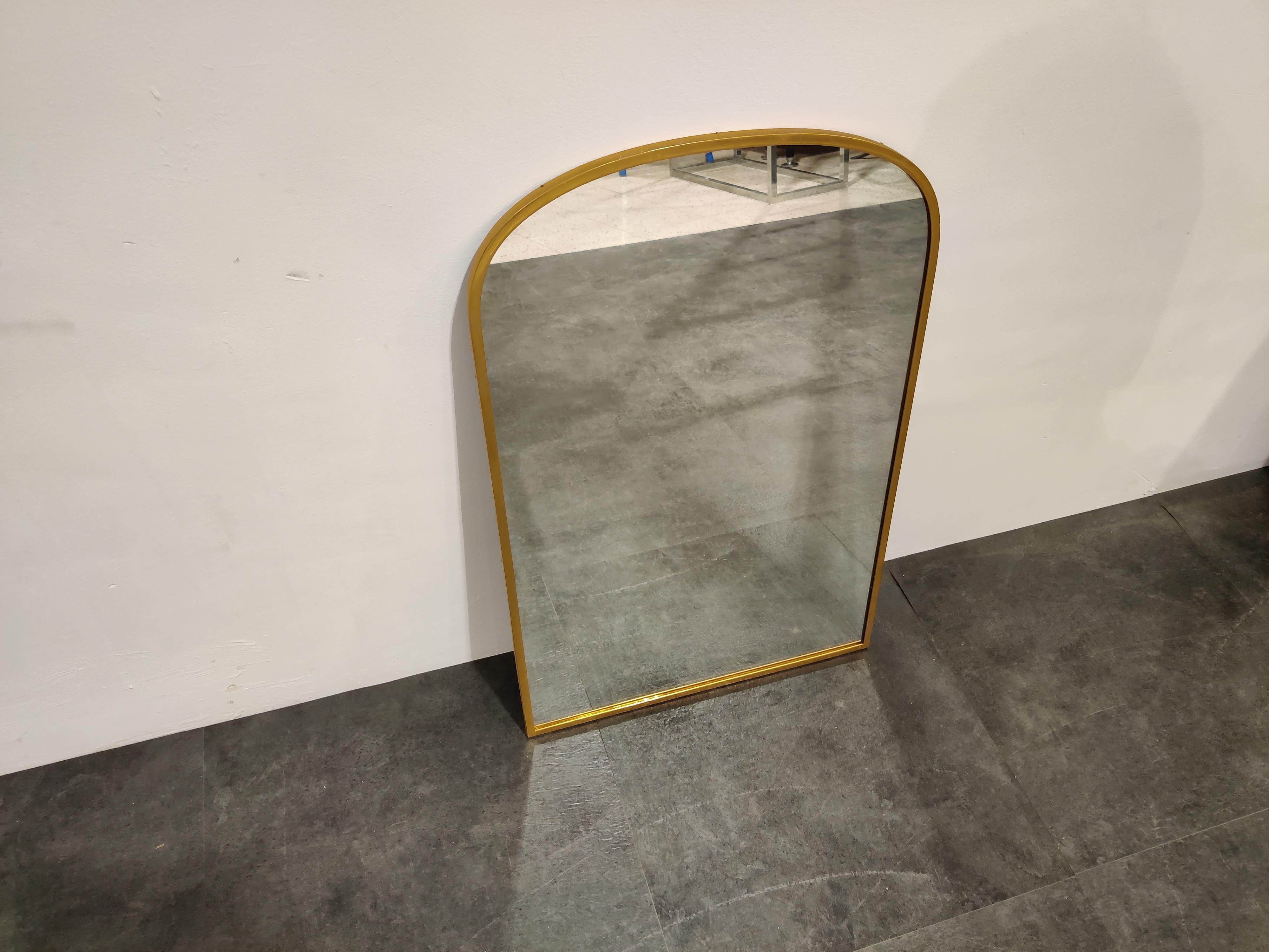 Vintage brass mirror, 1970s  In Good Condition In HEVERLEE, BE