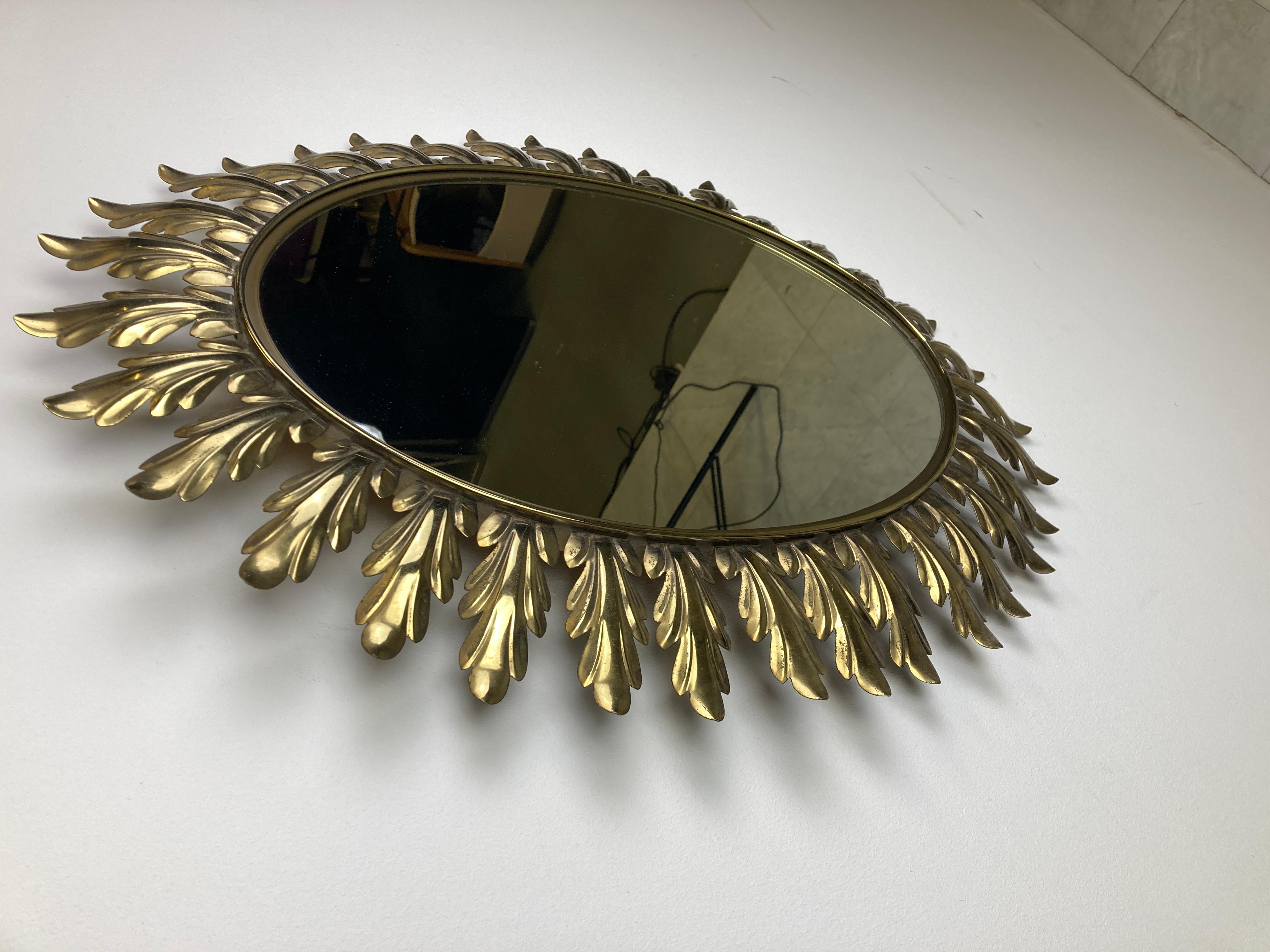 Late 20th Century Vintage brass mirror 1970s For Sale