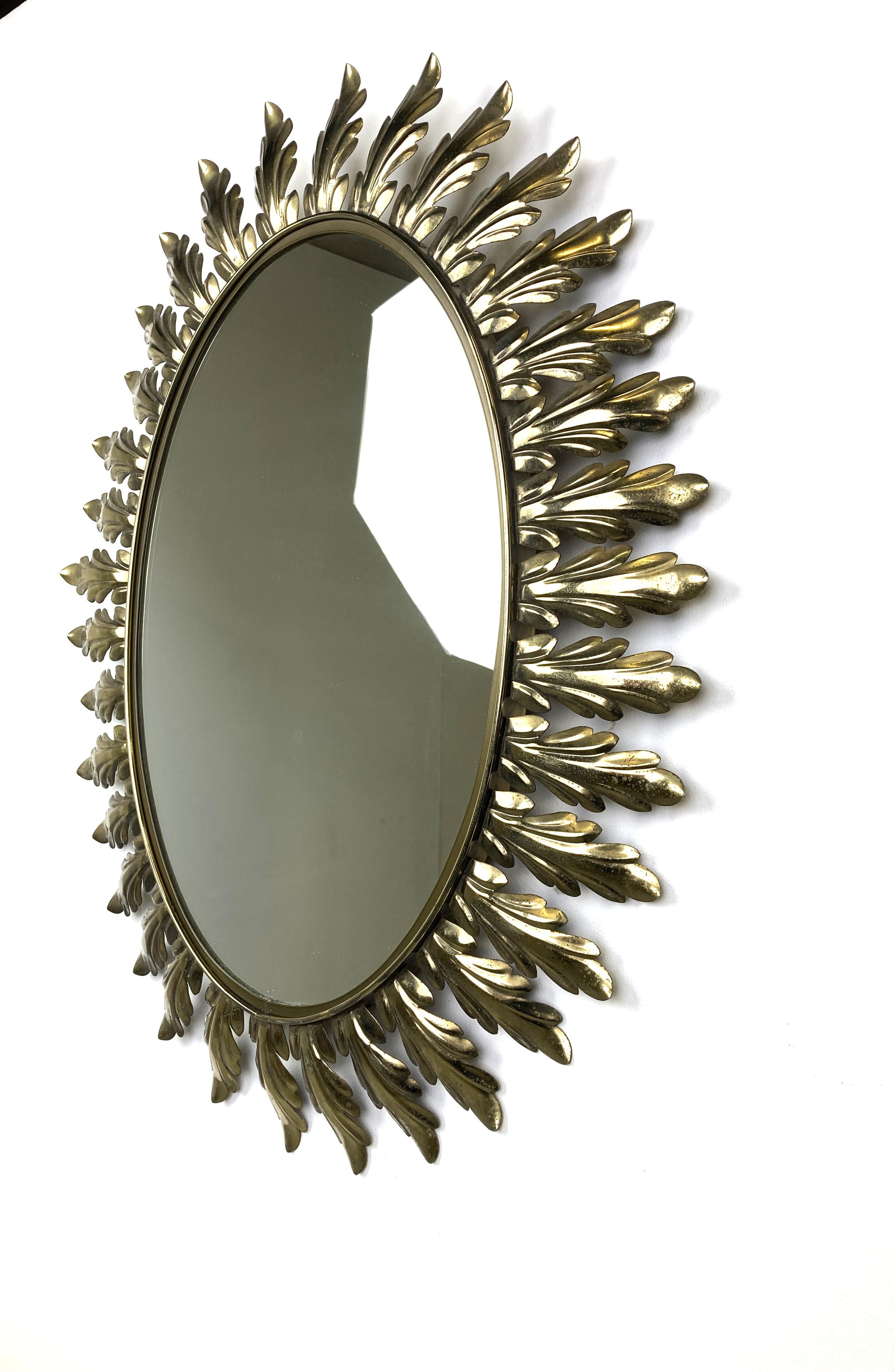 Vintage brass mirror 1970s For Sale 1