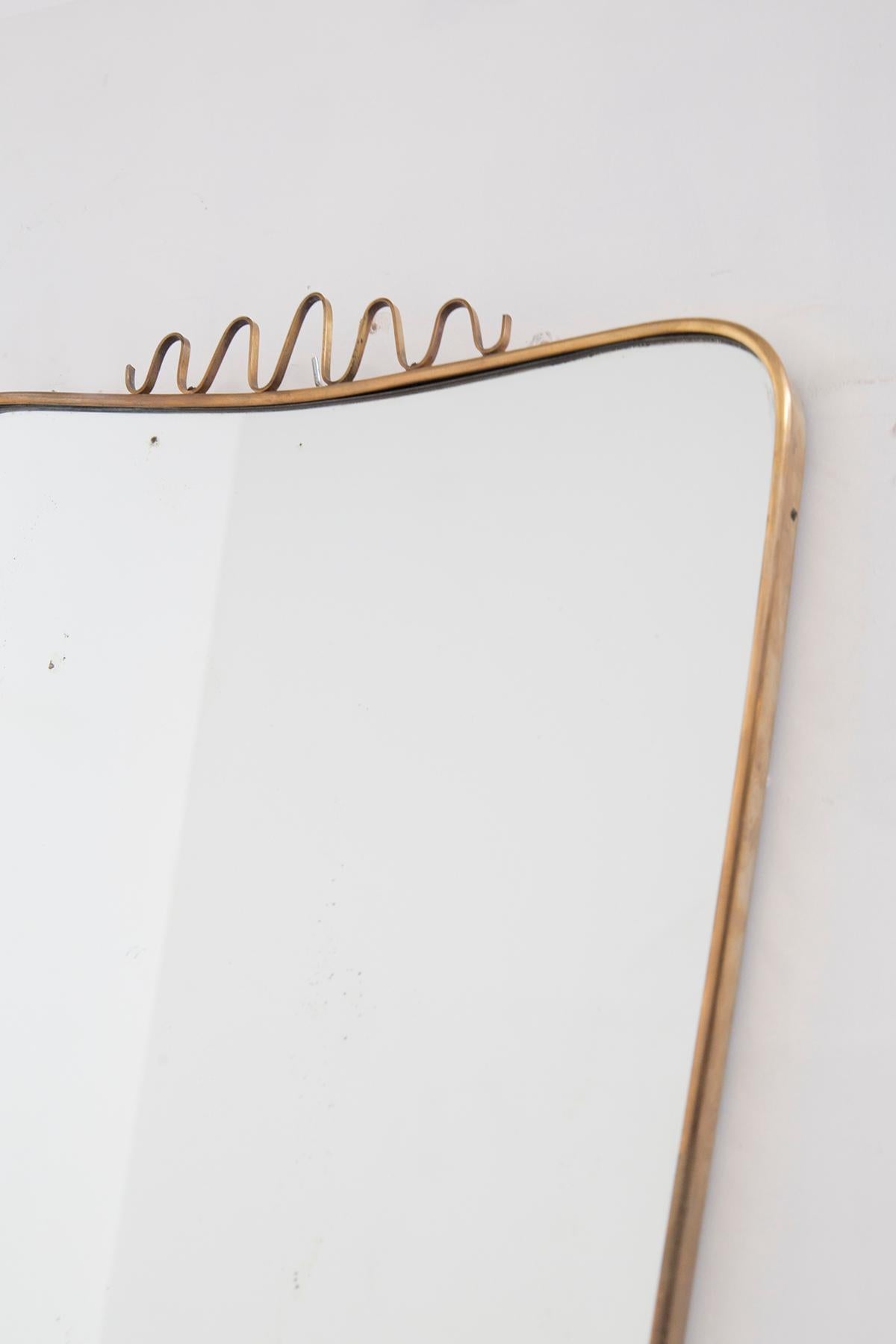 Vintage Brass Mirror in the Style of Gio Ponti In Good Condition In Milano, IT