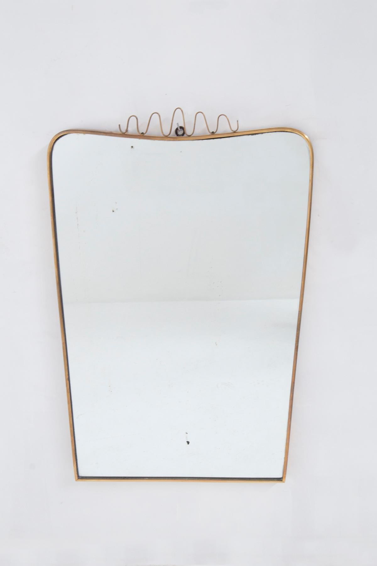 Mid-20th Century Vintage Brass Mirror in the Style of Gio Ponti