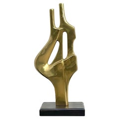 Vintage Brass Modernist Sculpture Signed Pette