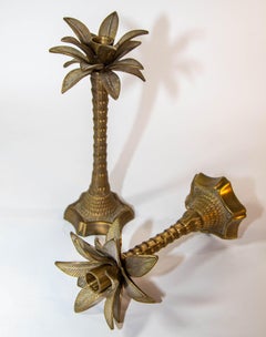 Set von 2 marokkanischen Palmen-Kerzenständern aus Messing