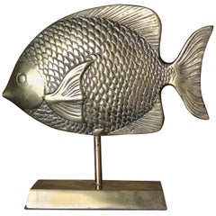 Vintage Brass Mounted Fish Sculpture,  1970s