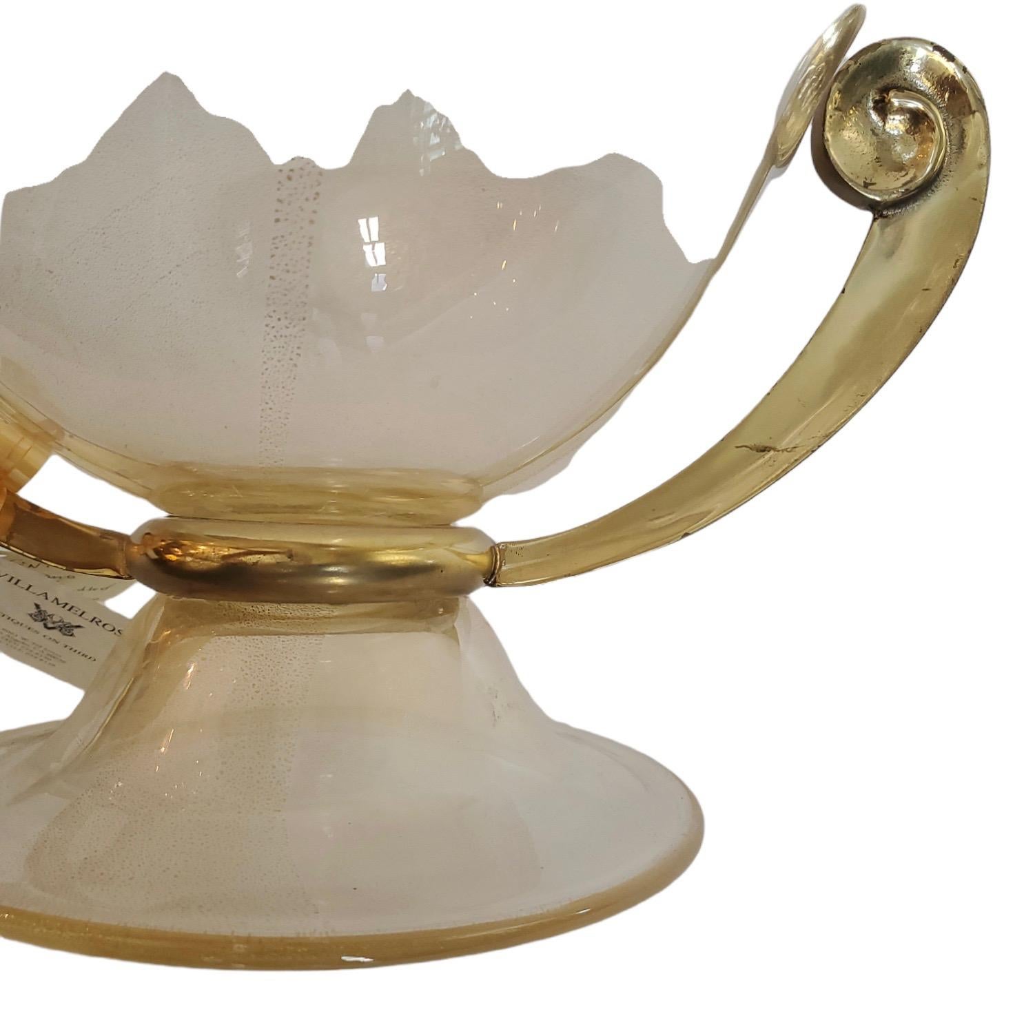 Neoclassical Vintage Brass Mounted Murano Bowl For Sale