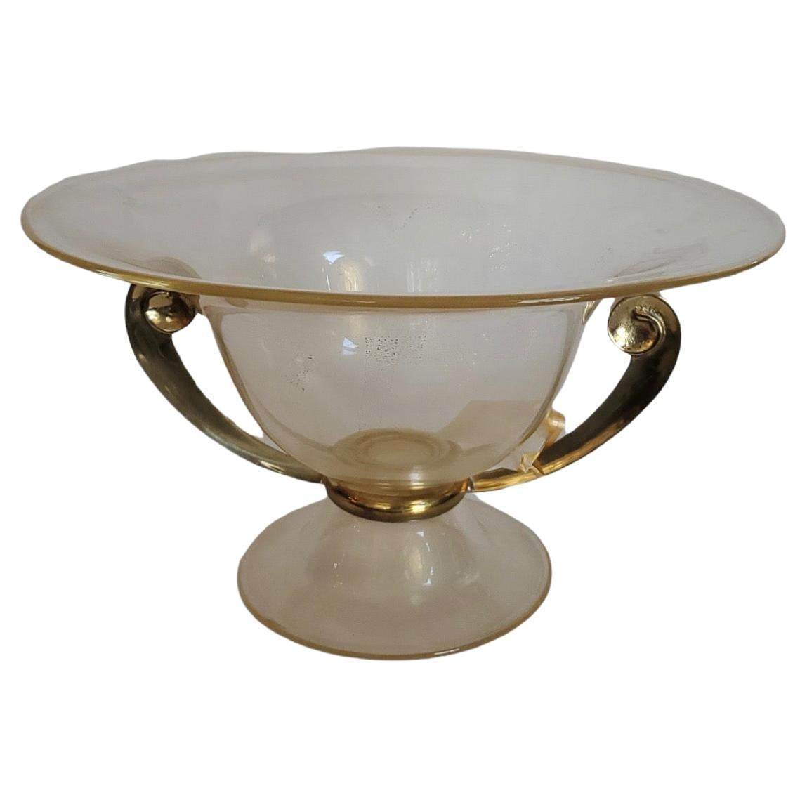 Vintage Brass Mounted Murano Bowl For Sale