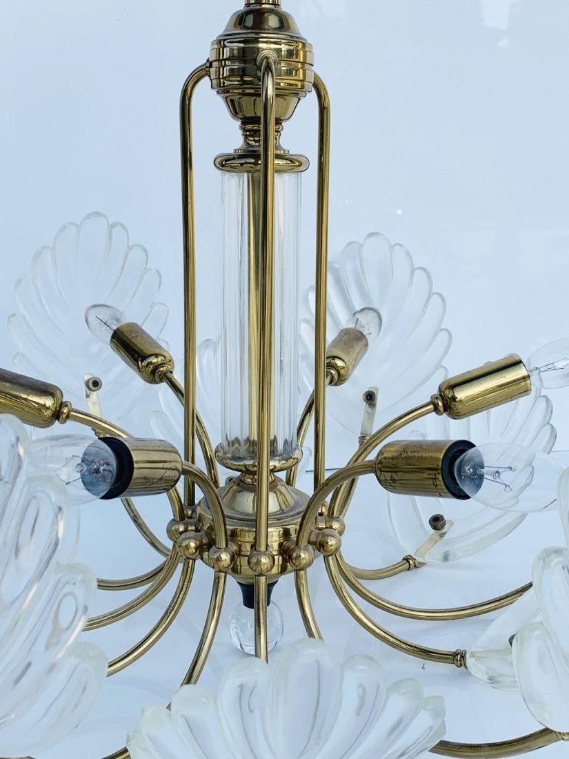 Vintage Brass & Murano Glass Leaf Chandelier 2