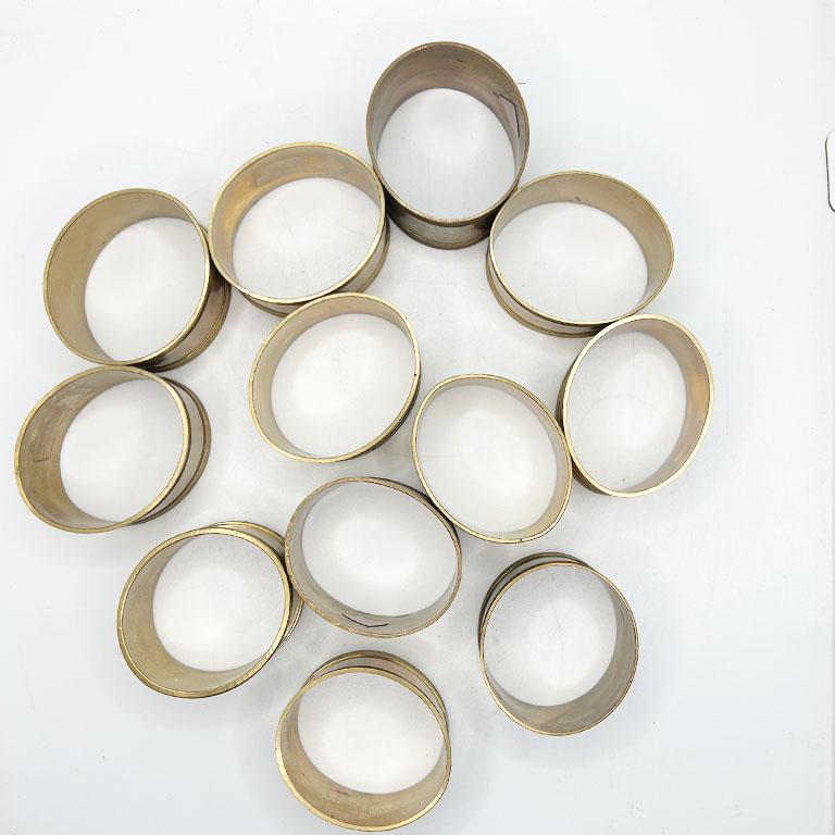 20th Century Vintage Brass Napkin Rings – Elegant Mid-Century Modern Table Décor - Set of 12 For Sale