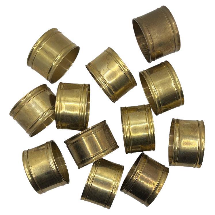 Vintage Brass Napkin Rings – Elegant Mid-Century Modern Table Décor - Set of 12