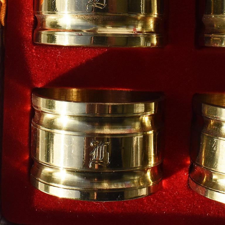 American Vintage Brass Napkin Rings Engraved with 