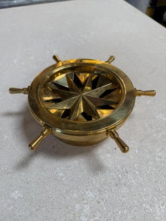 Vintage Brass Nautical Ship Wheel Ashtray