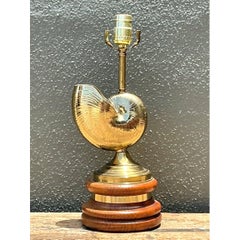 Vintage Brass Nautilus Shell Table Lamp