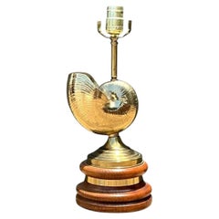 Vintage Brass Nautilus Shell Table Lamp