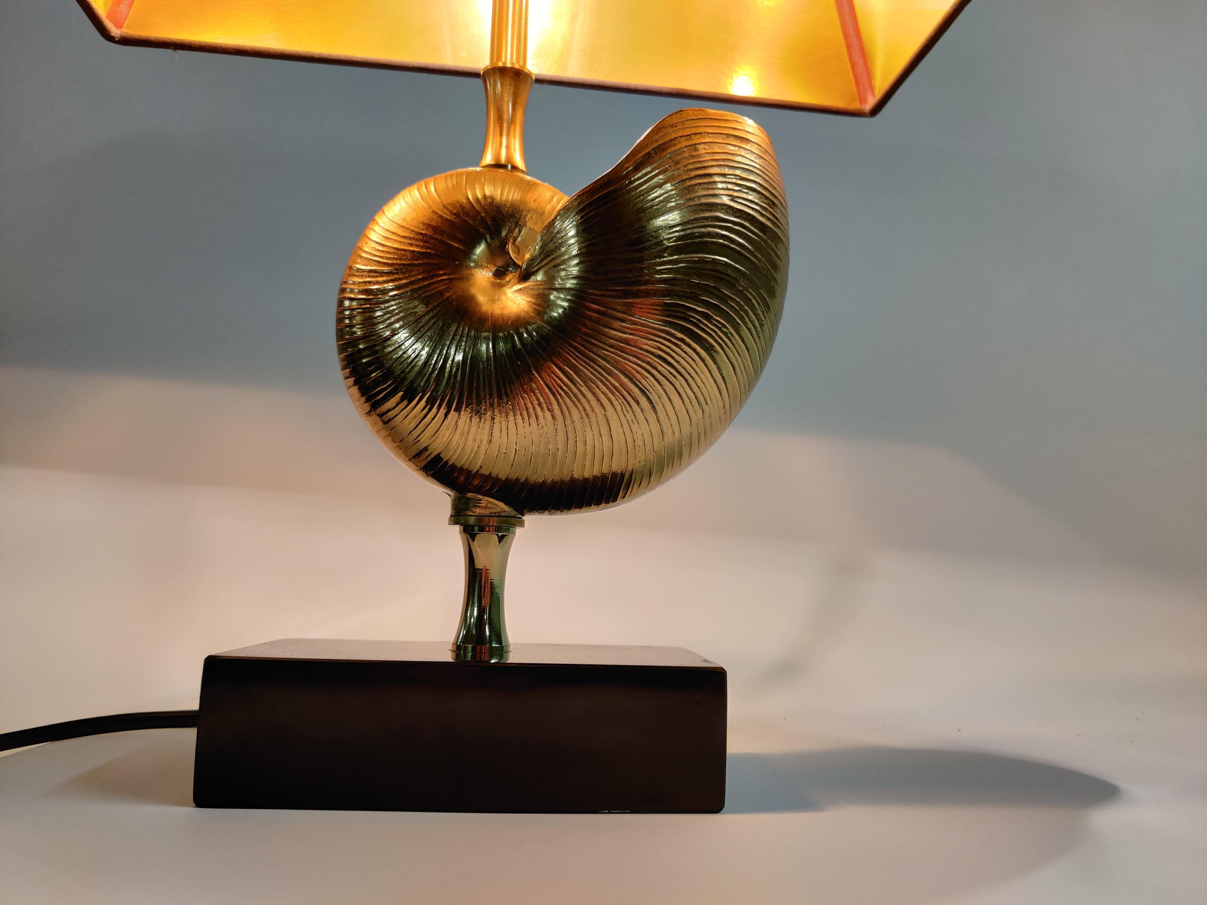 Vintage Brass Nautilus Shell Table Lamp in the Style of Maison Charles, 1970s 4