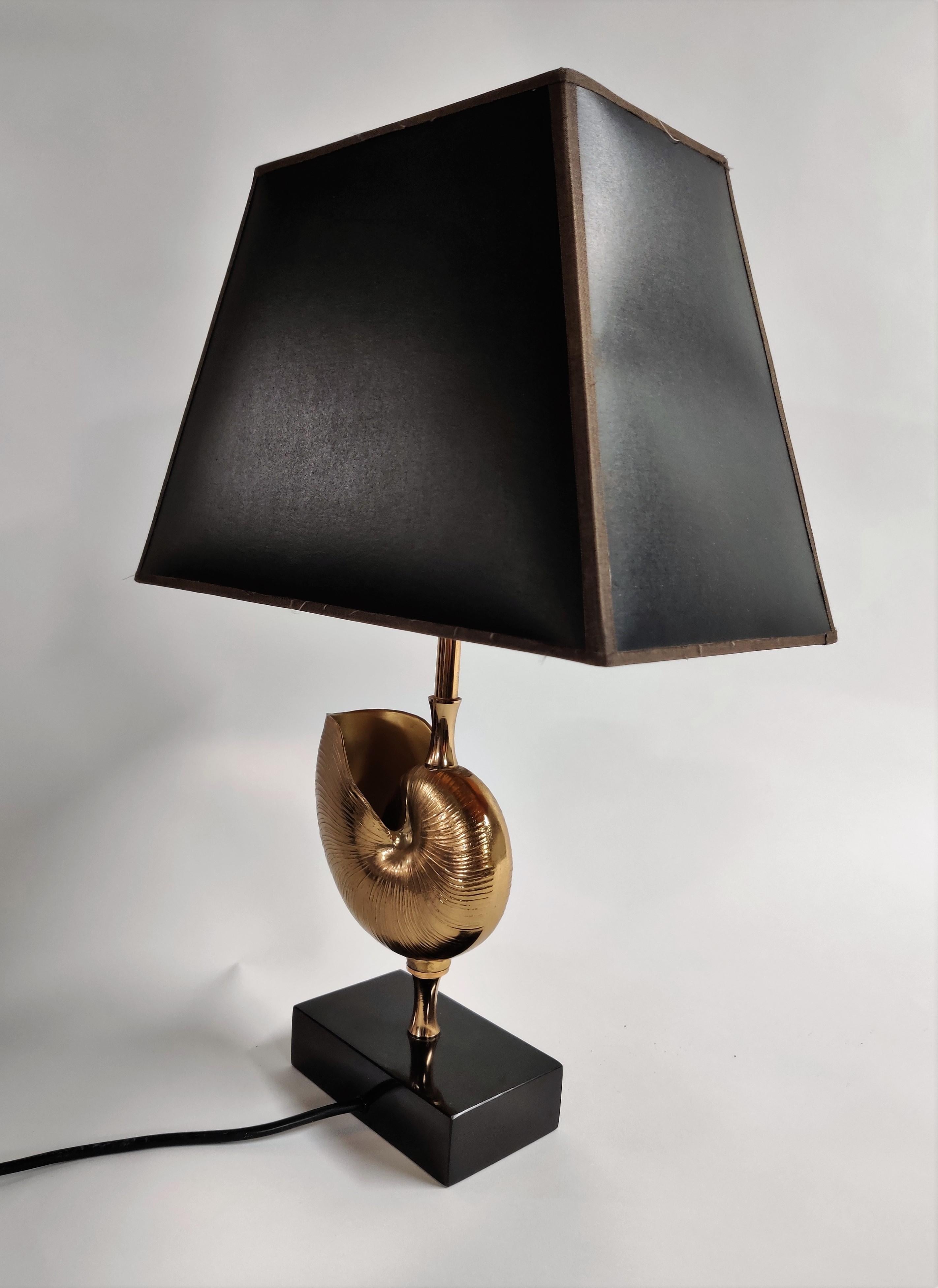Late 20th Century Vintage Brass Nautilus Shell Table Lamp in the Style of Maison Charles, 1970s