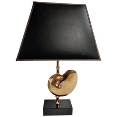 Vintage Brass Nautilus Shell Table Lamp in the Style of Maison Charles, 1970s