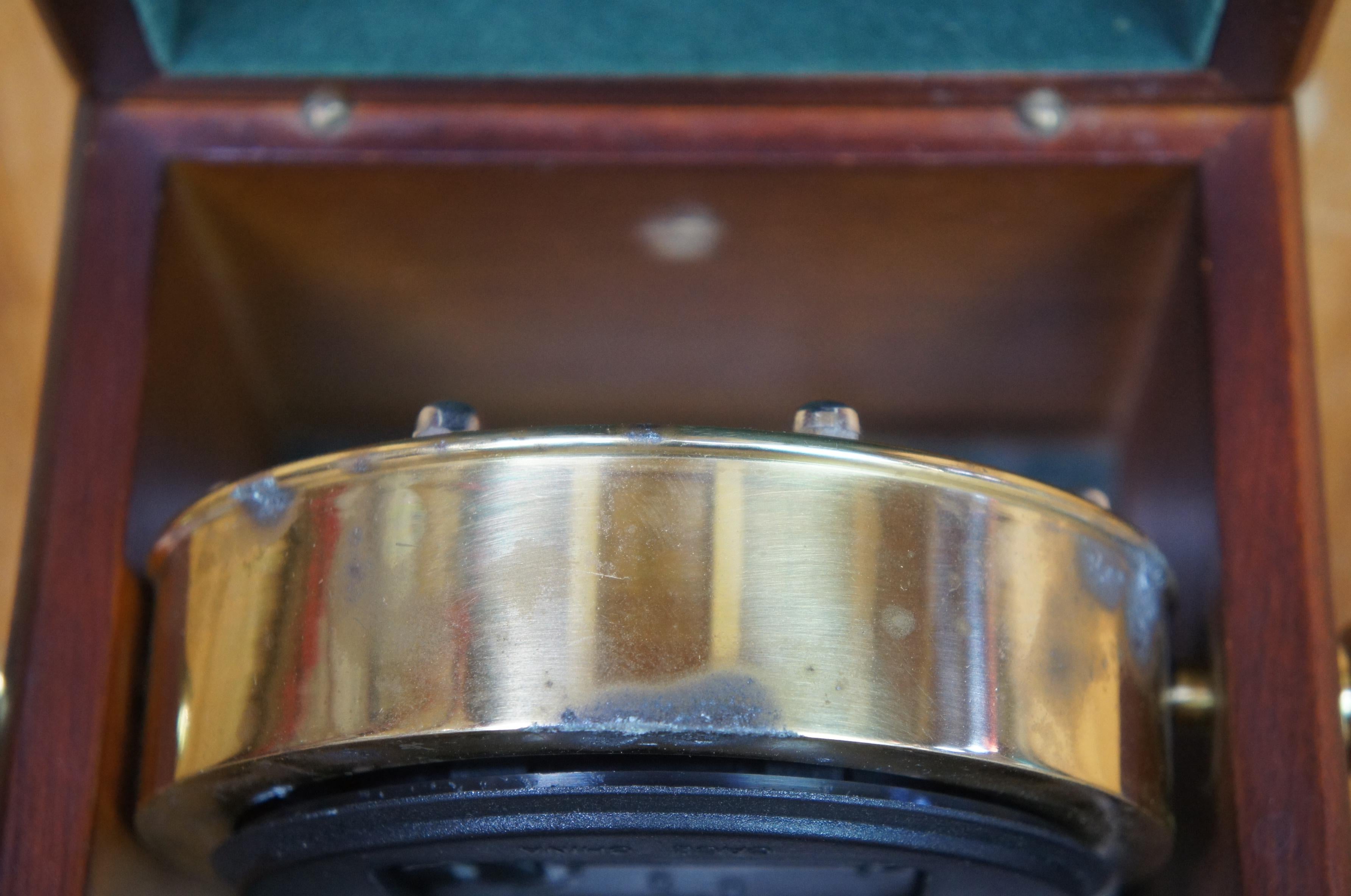 British Colonial Vintage Brass Navigar Necesse Martime Nautical Ships Chronometer Box Clock