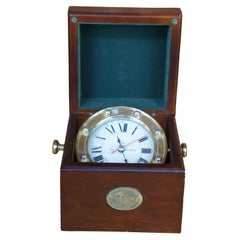Vintage Brass Navigar Necesse Martime Nautical Ships Chronometer Box Clock