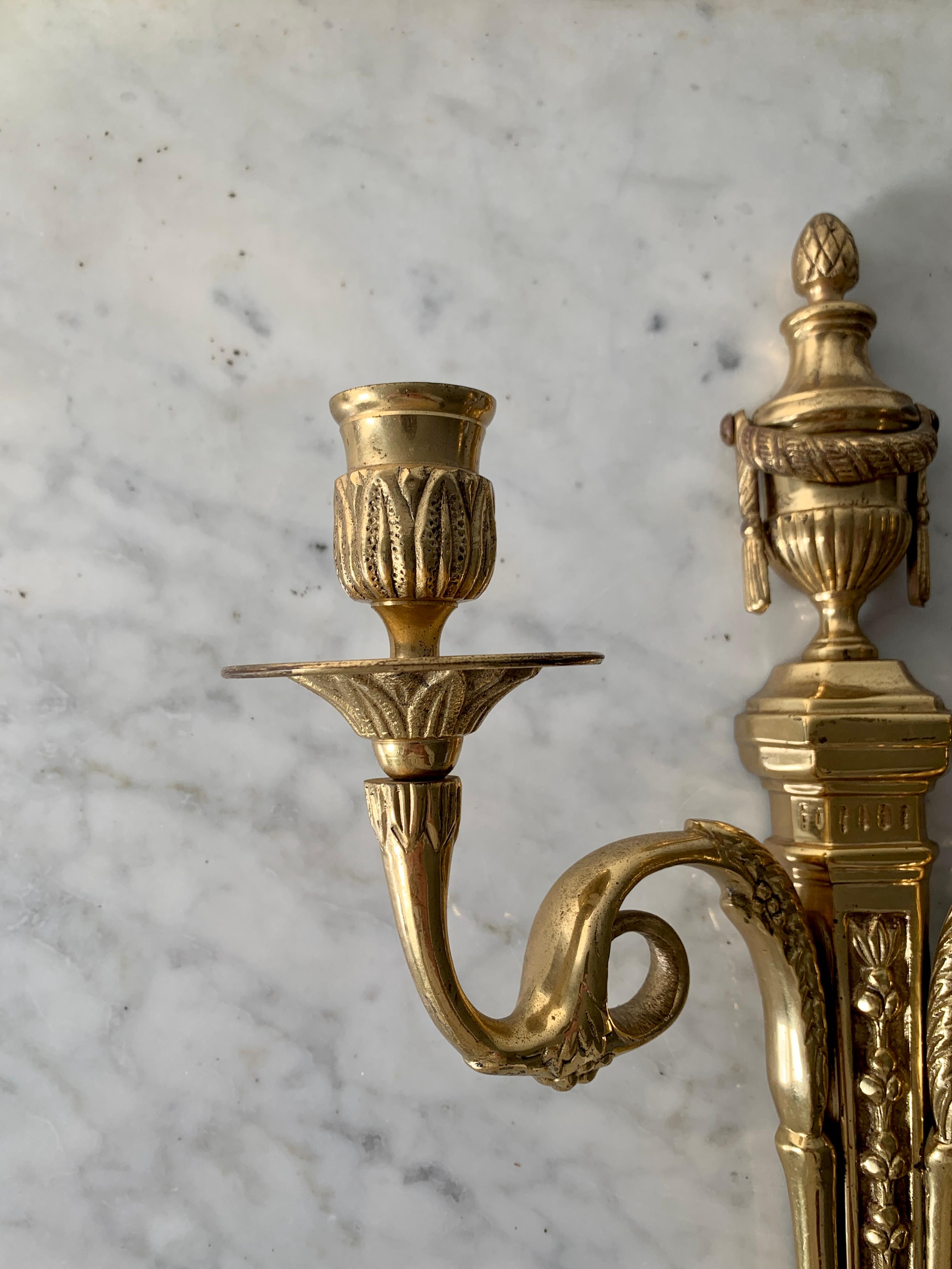 Vintage Brass Neoclassical Style Candle Sconce For Sale at 1stDibs