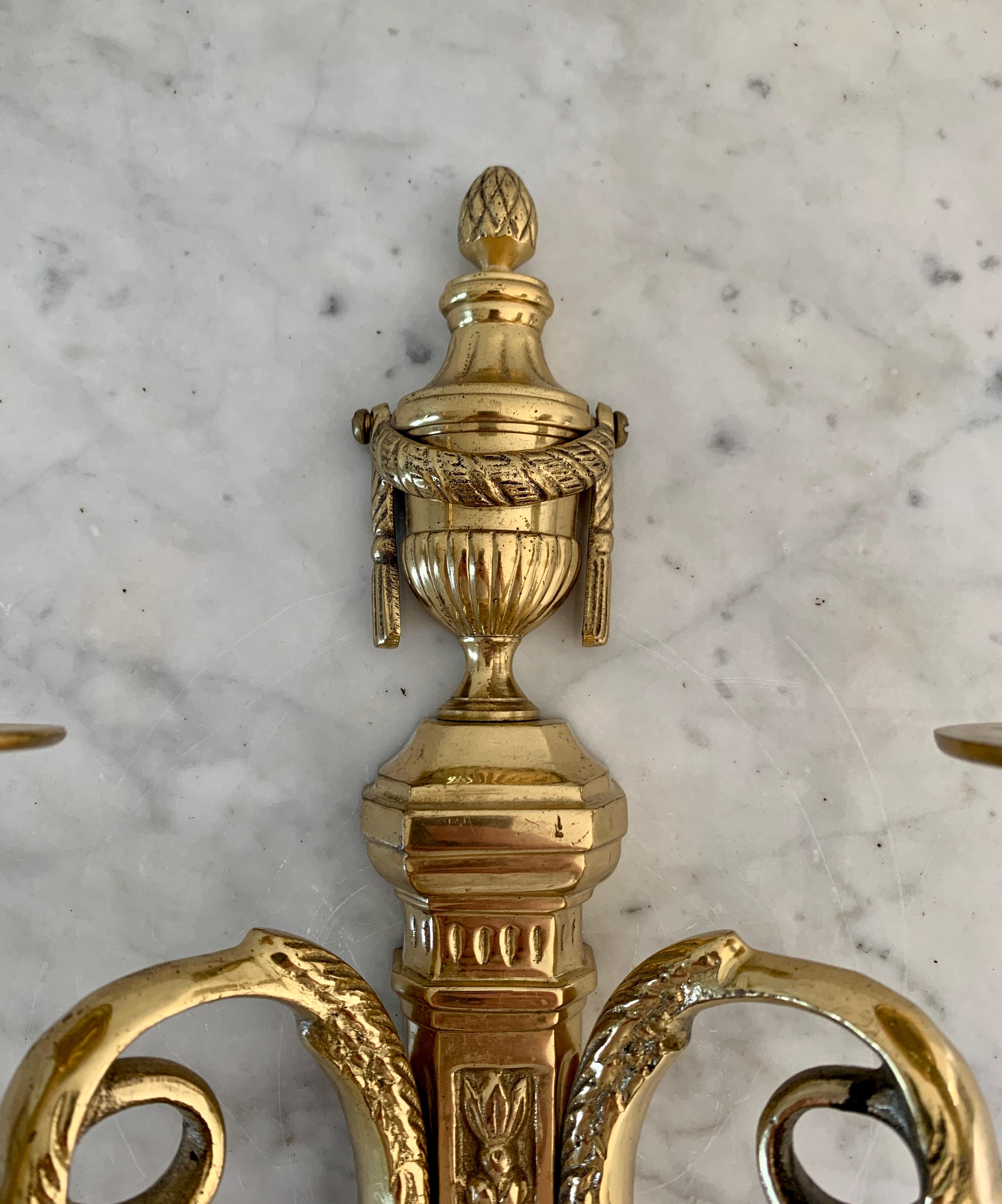 American Vintage Brass Neoclassical Style Candle Sconce