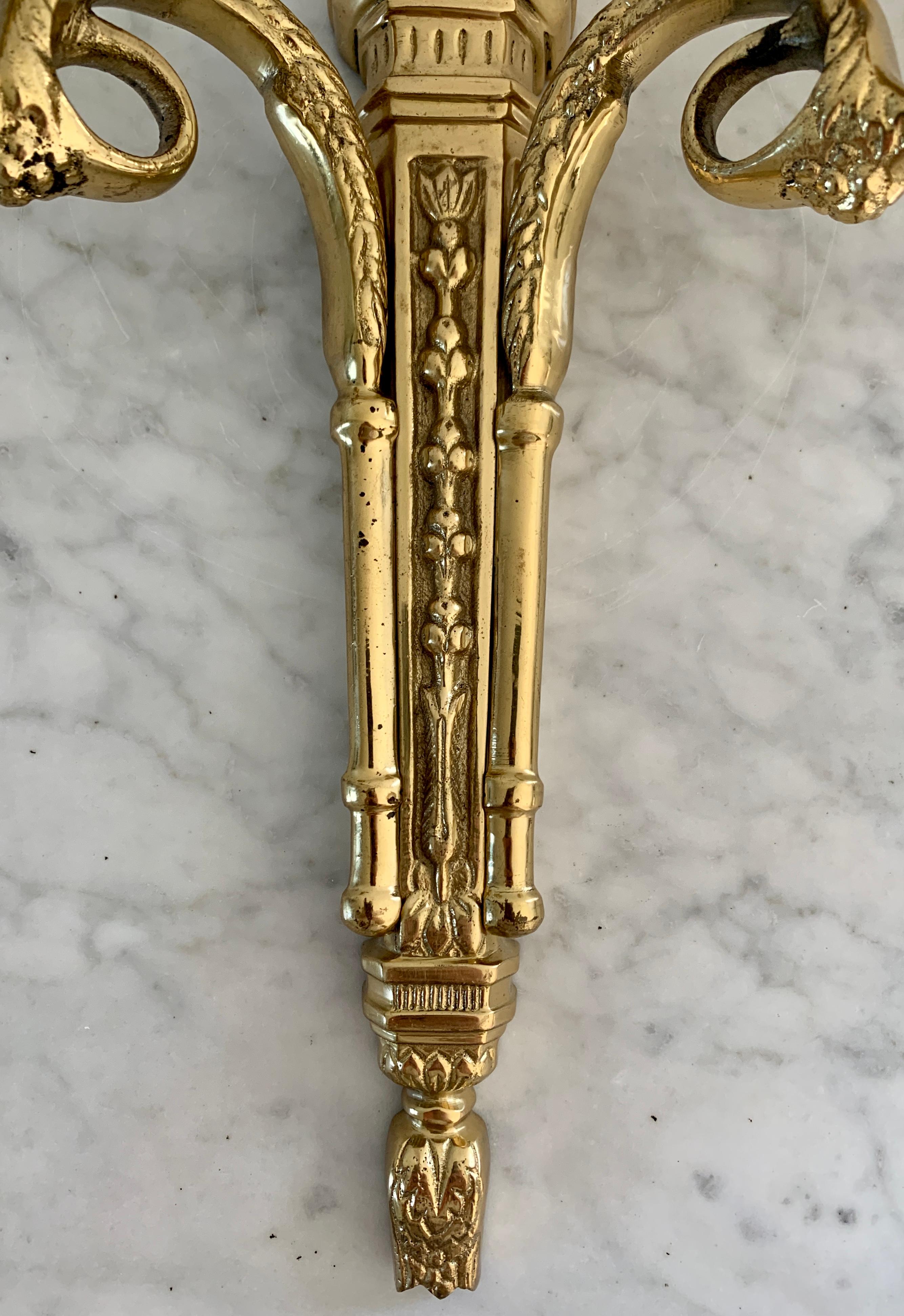 Vintage Brass Neoclassical Style Candle Sconce 1