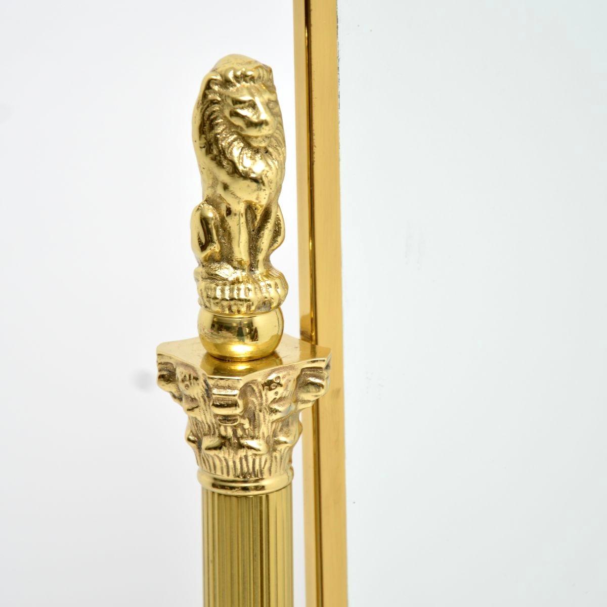 Metà XX secolo Specchio chevale in ottone d'epoca in stile neoclassico in vendita