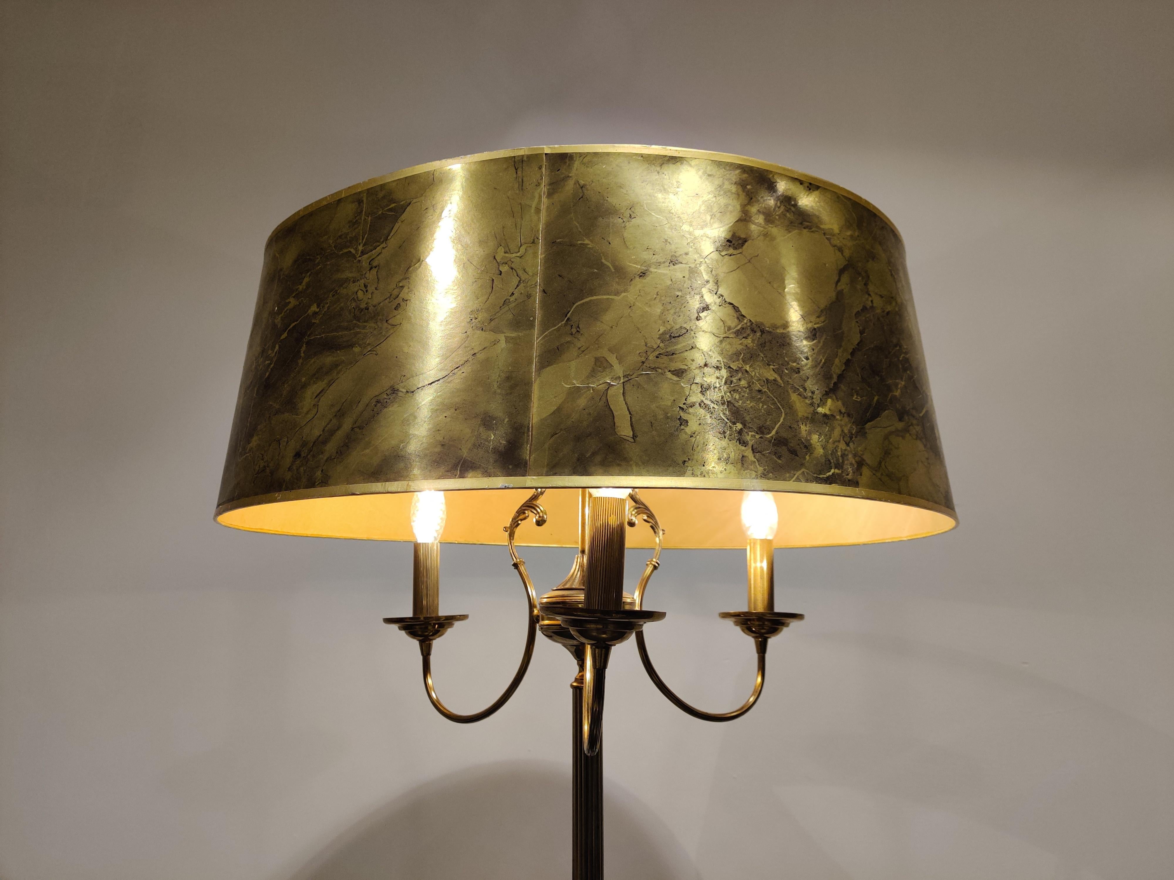 French Vintage Brass Neoclassical Tripode Floor Lamp, 1960s