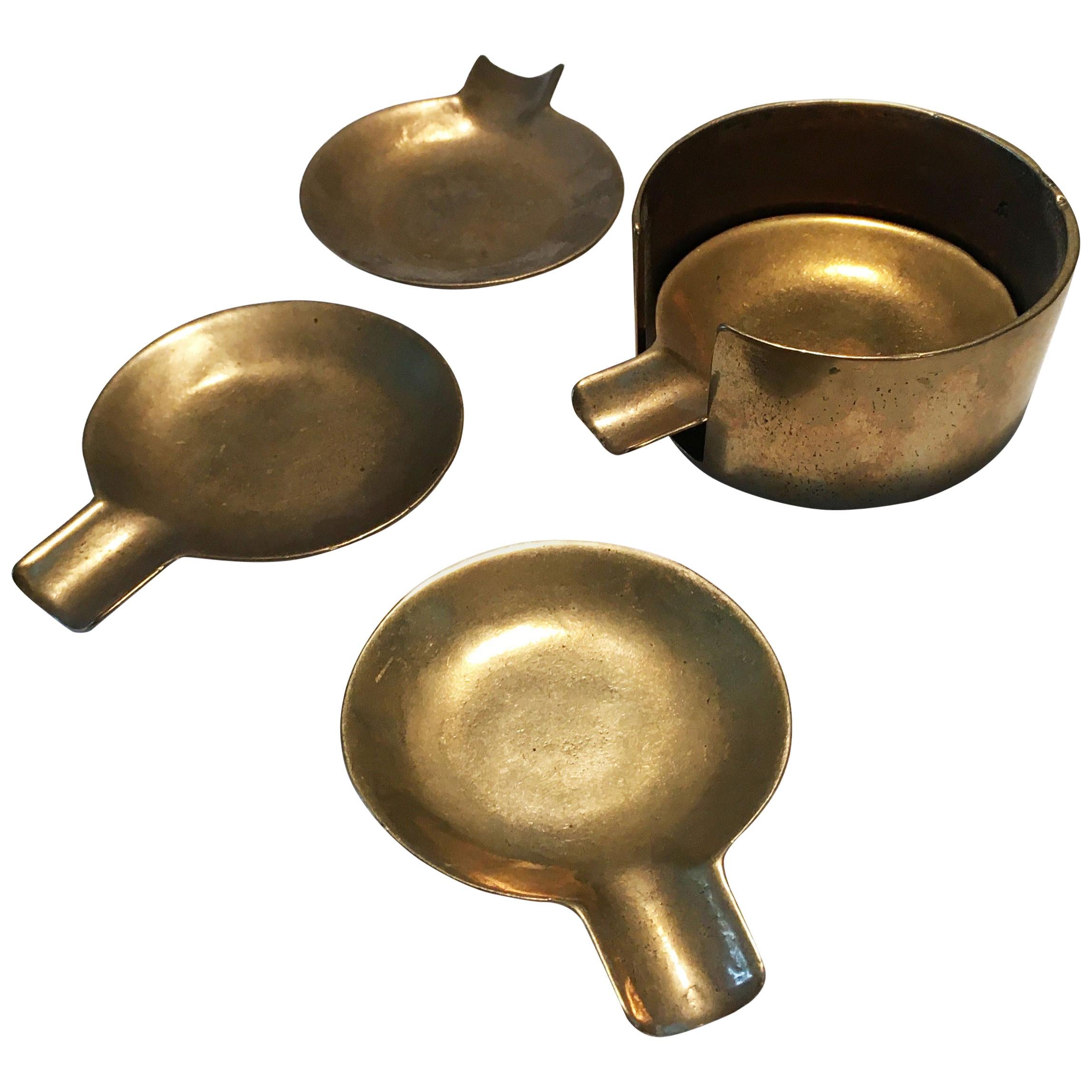 Vintage cast brass ashtray